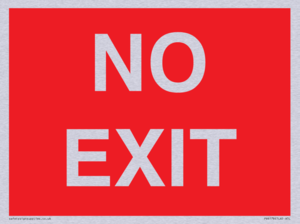 NO EXIT red background